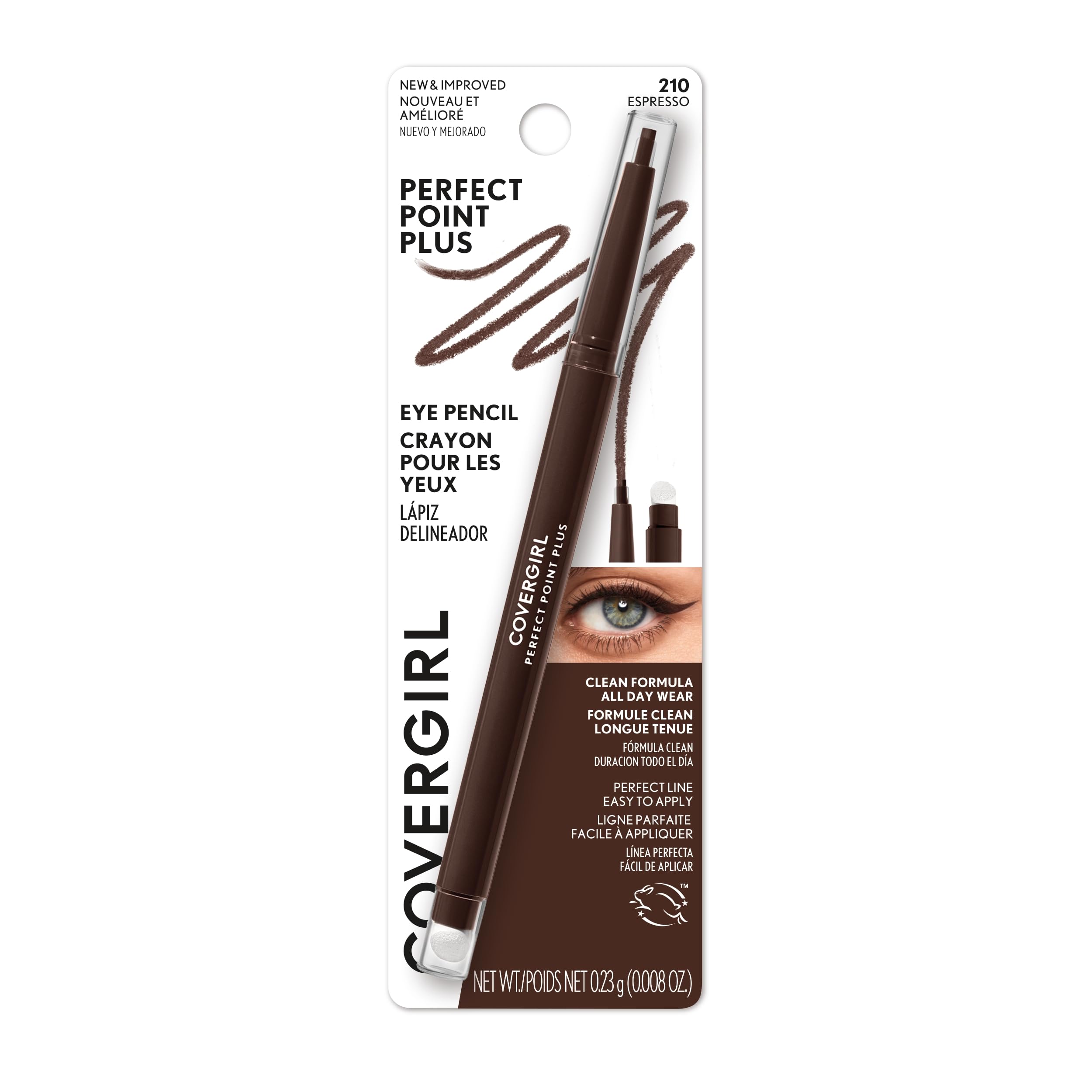 CoverGirl Perfect Point Plus Eyeliner Pencil Espresso long-wear formula tested on skin.