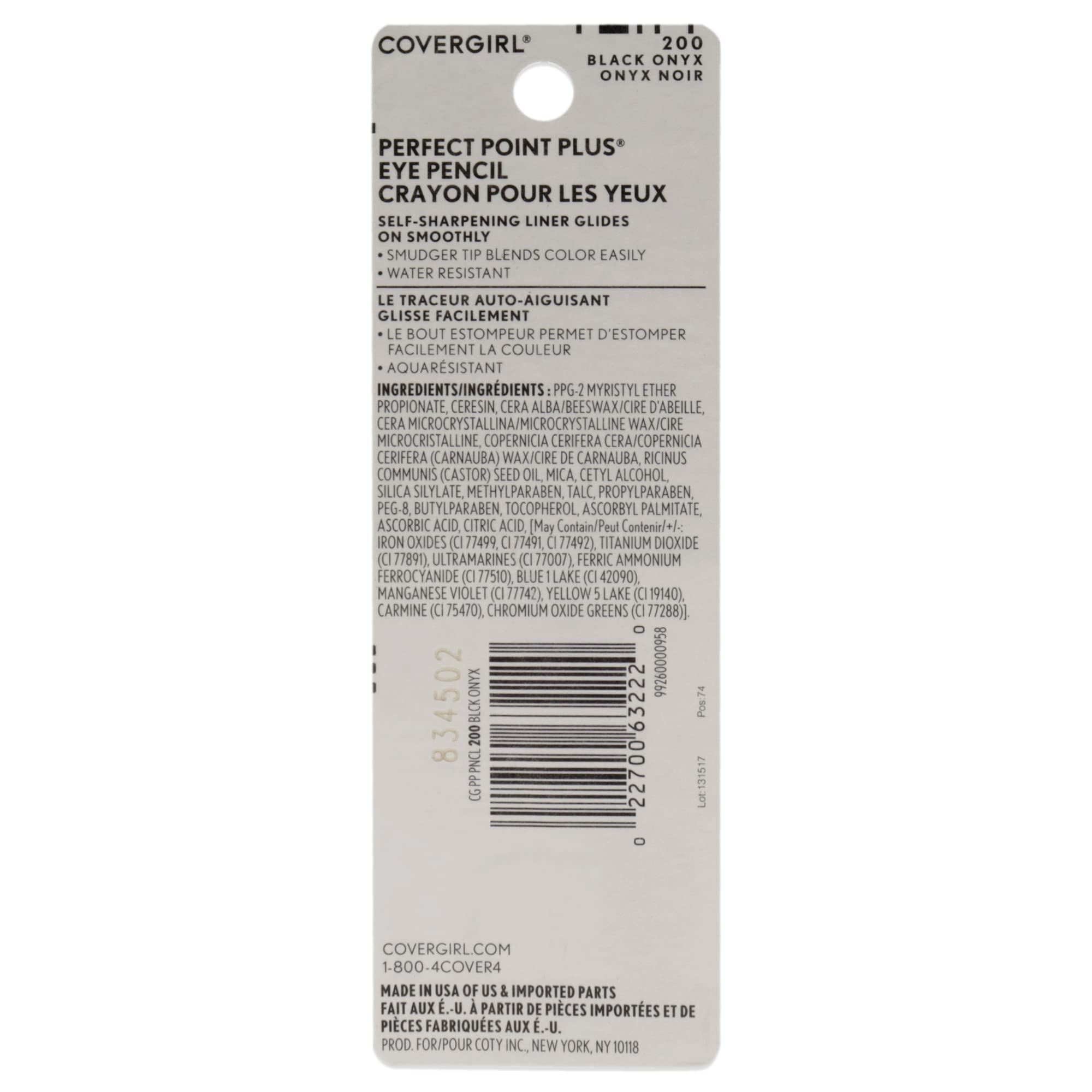 CoverGirl Perfect Point Plus eyeliner pencil used to smudge into a smoky eye with built-in sharpener