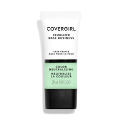 CoverGirl Primer Color Neutralizante, botella en primer plano, neutraliza enrojecimiento para tono uniforme.