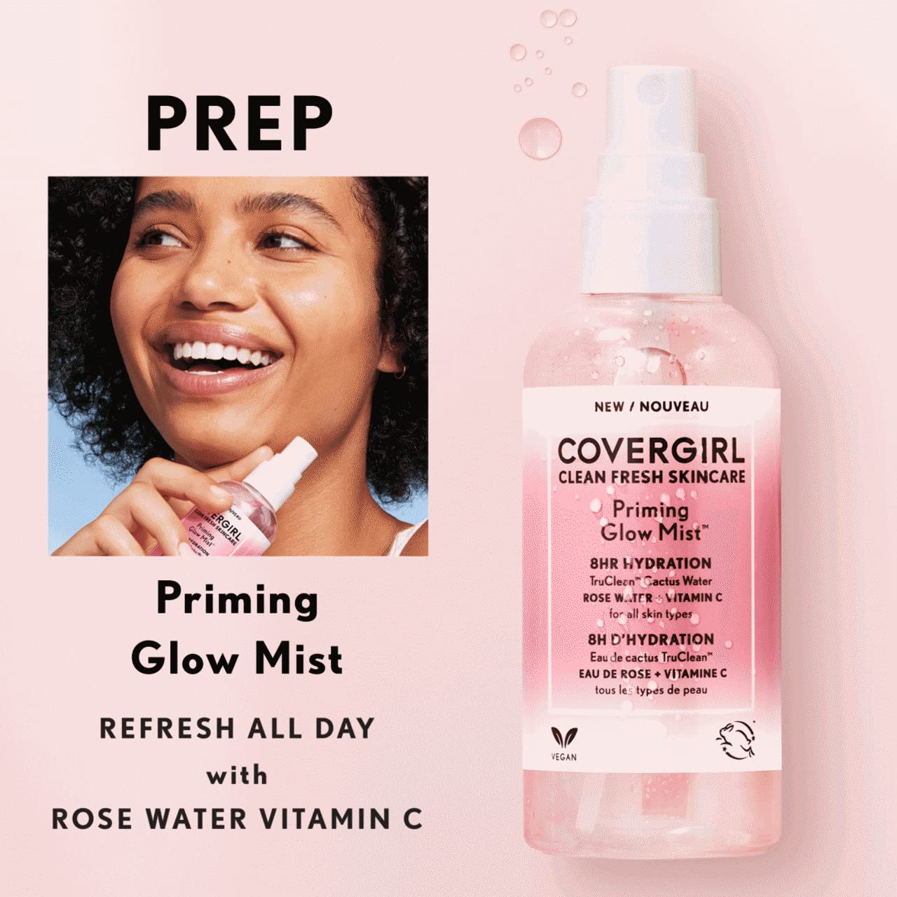 Hidratación de 8 horas con COVERGIRL Priming Glow.