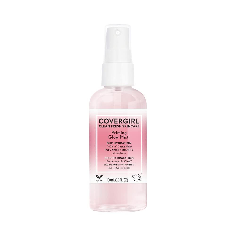 COVERGIRL Priming Glow niebla de agua de rosas para hidratación suave.