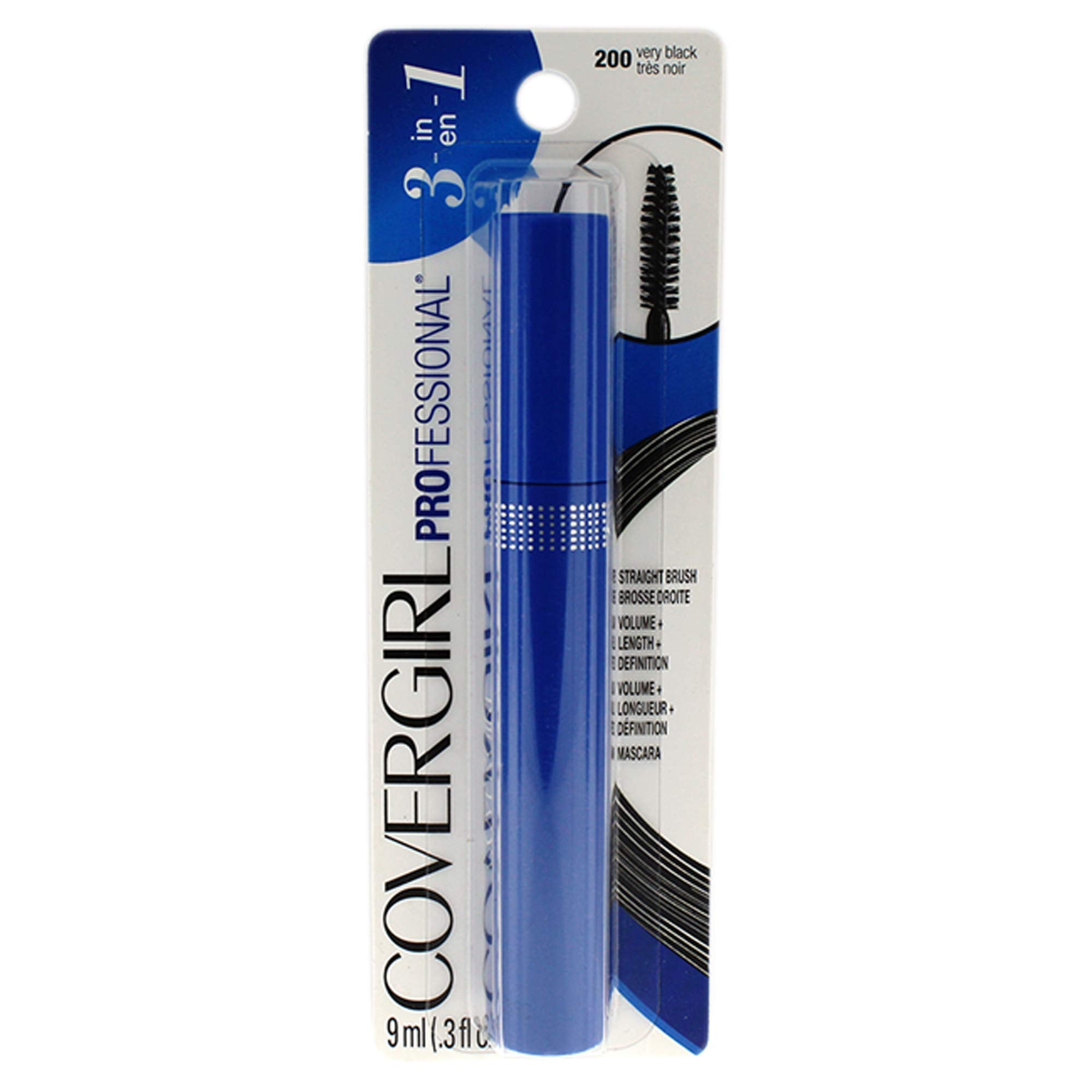 COVERGIRL Professional Mascara with regular brush in Very Black 200 for voluminous, defined lashes