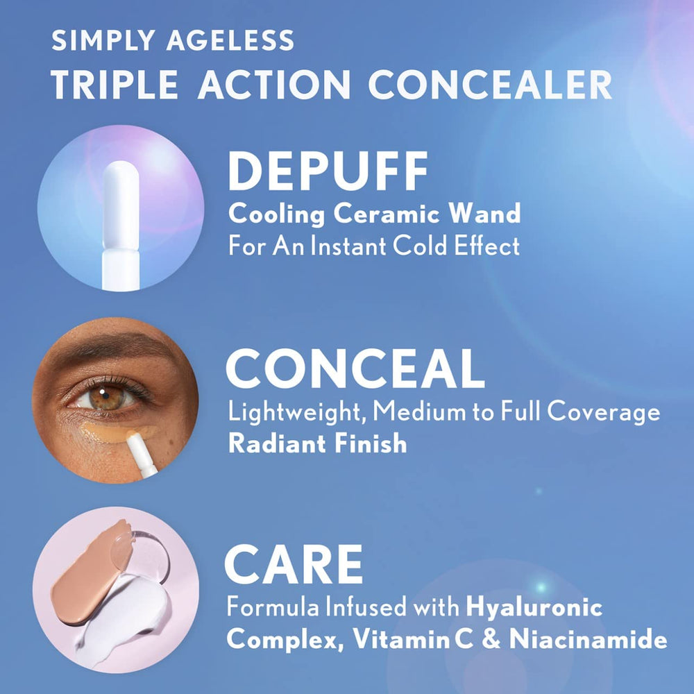 COVERGIRL Simply Ageless contiene acido hialuronico y vitamina C.