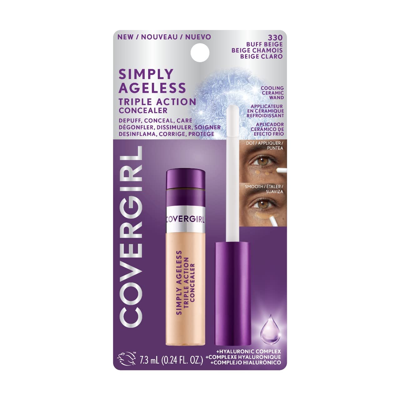 CoverGirl Simply Ageless, niacinamida ayuda a unificar el tono de piel.