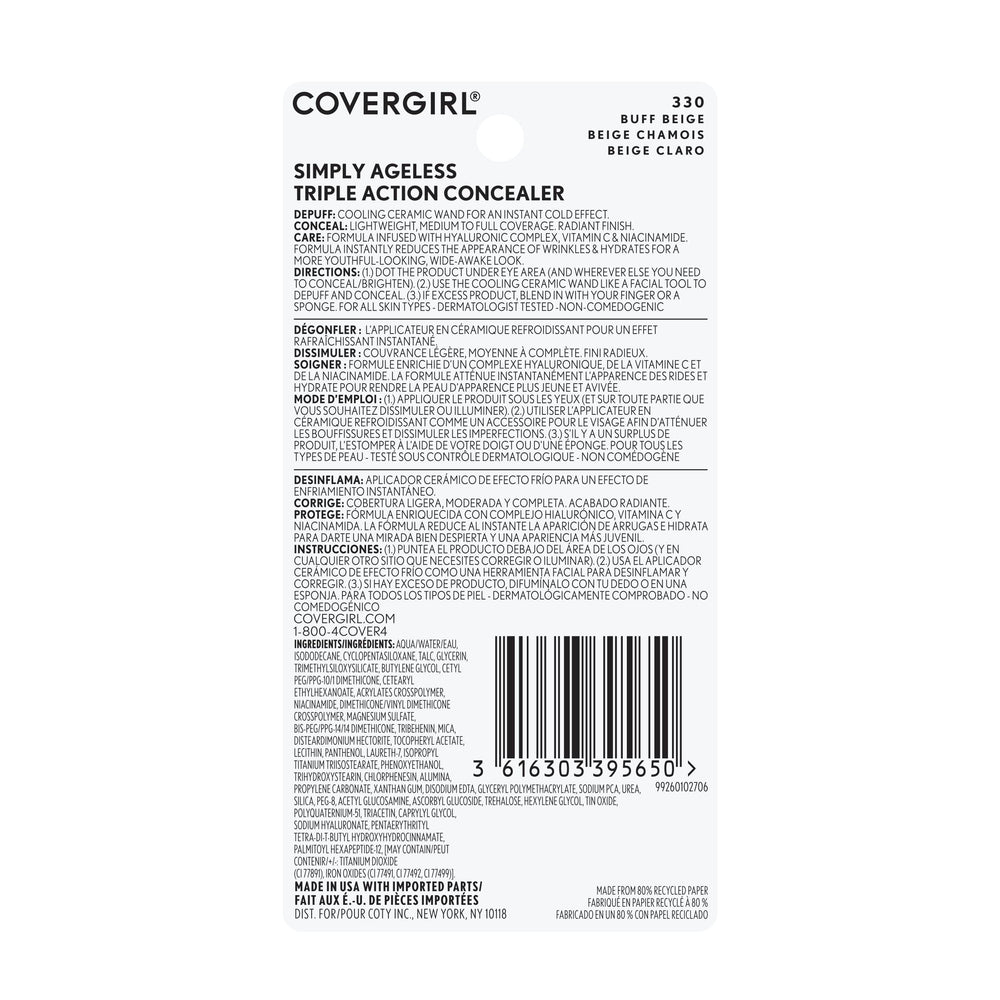 CoverGirl Simply Ageless, fácil de aplicar para uso diario y rápido.