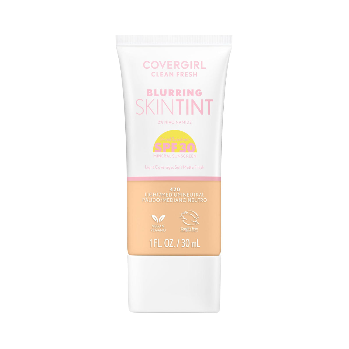 COVERGIRL tinte difuminador SPF30 en botella para uso diario.