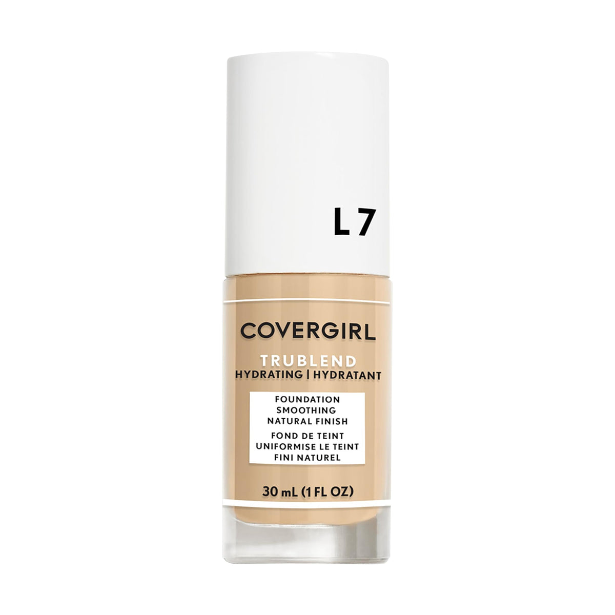 COVERGIRL truBlend foundation bottle in warm beige shade for even skin tone.