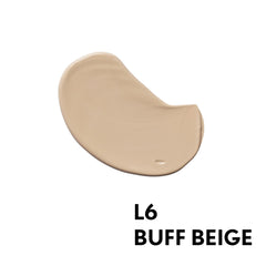 CoverGirl Trublend liquid makeup Buff Beige L6 texture swirl shows seamless blending.