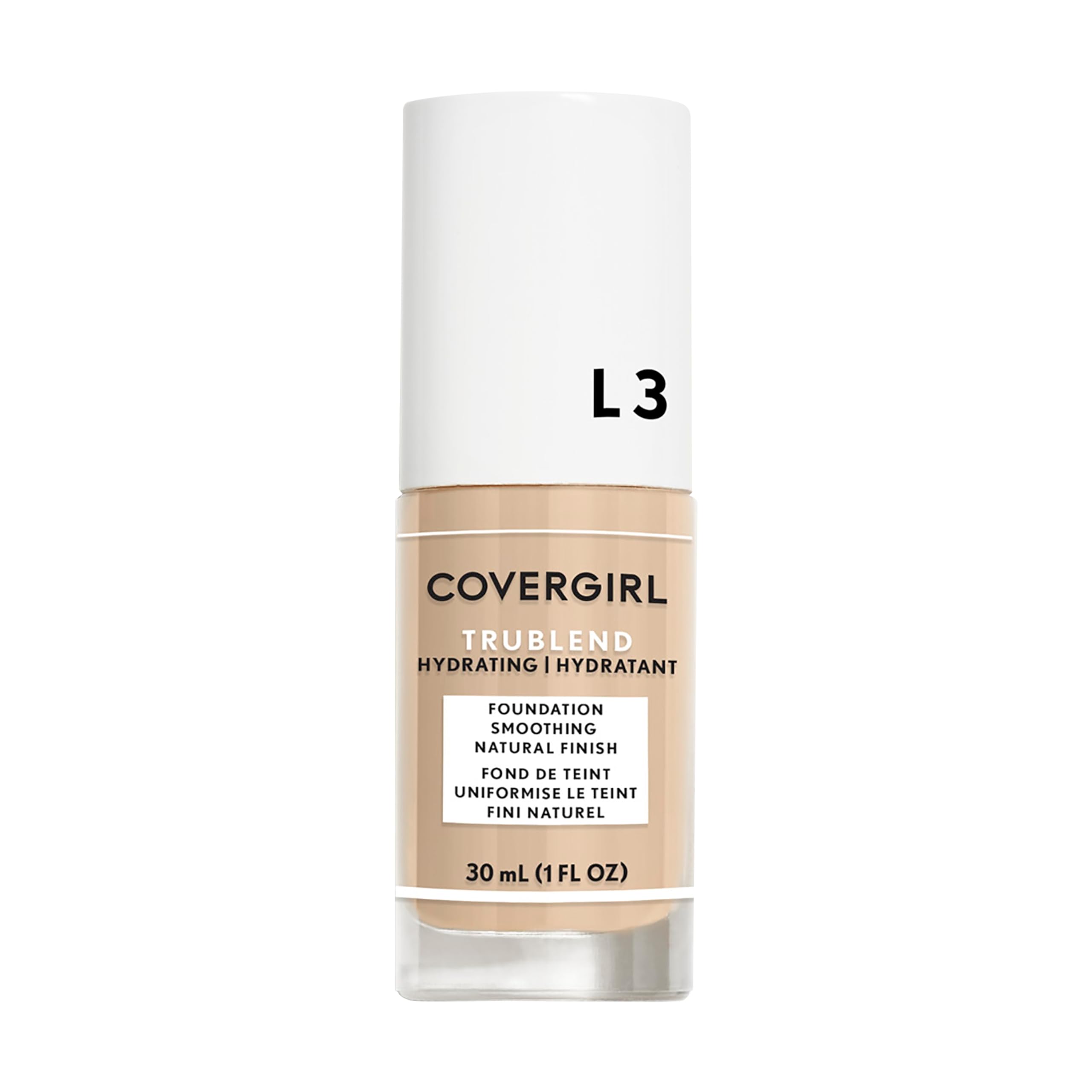 CoverGirl TruBlend liquid makeup bottle in Natural Ivory L3 for a smooth base