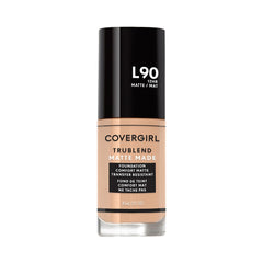 CoverGirl TruBlend foundation bottle closeup, showcasing smooth matte finish for daily wear