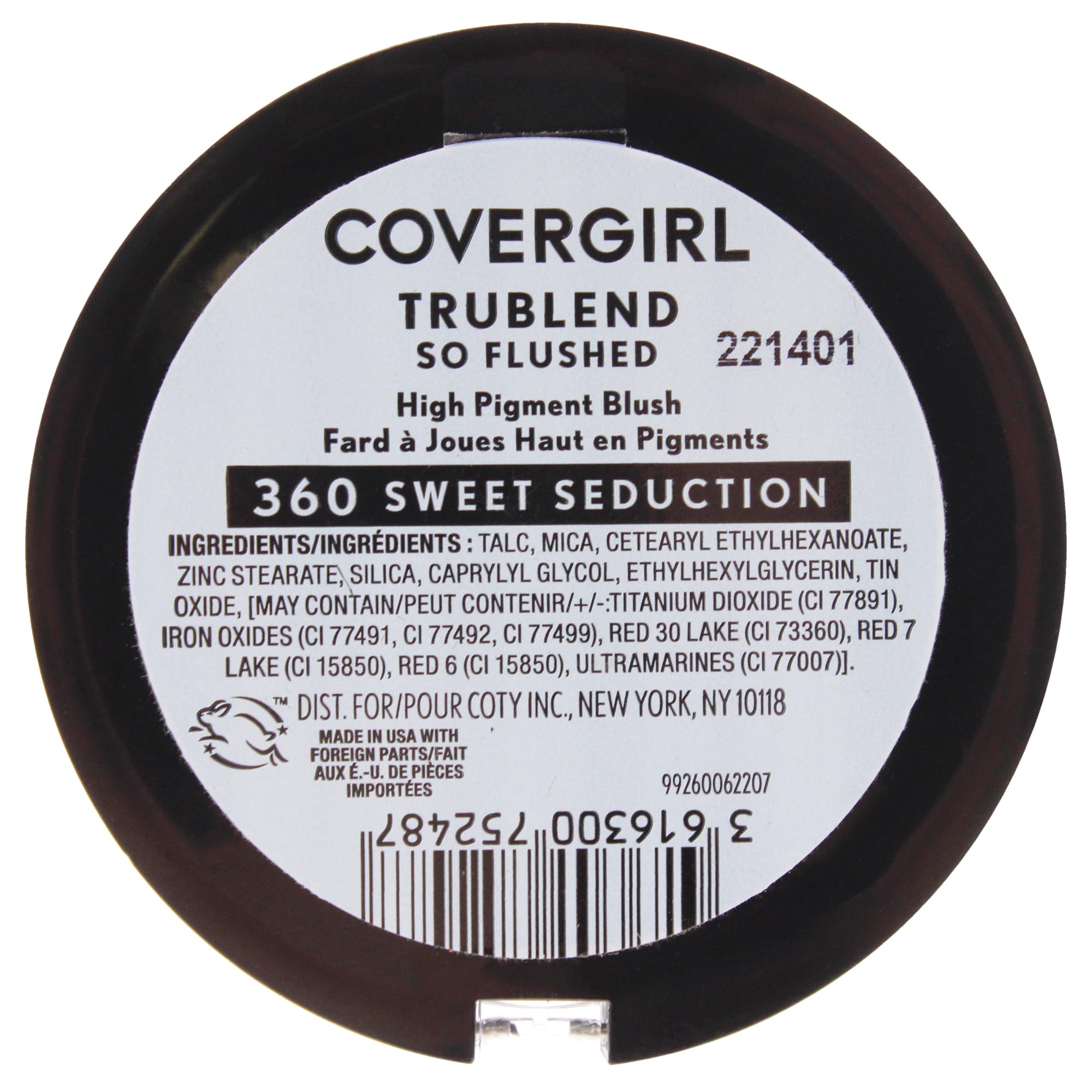 CoverGirl TrueBlend So Flushed texture close-up shows cream-to-powder blend for smooth application.