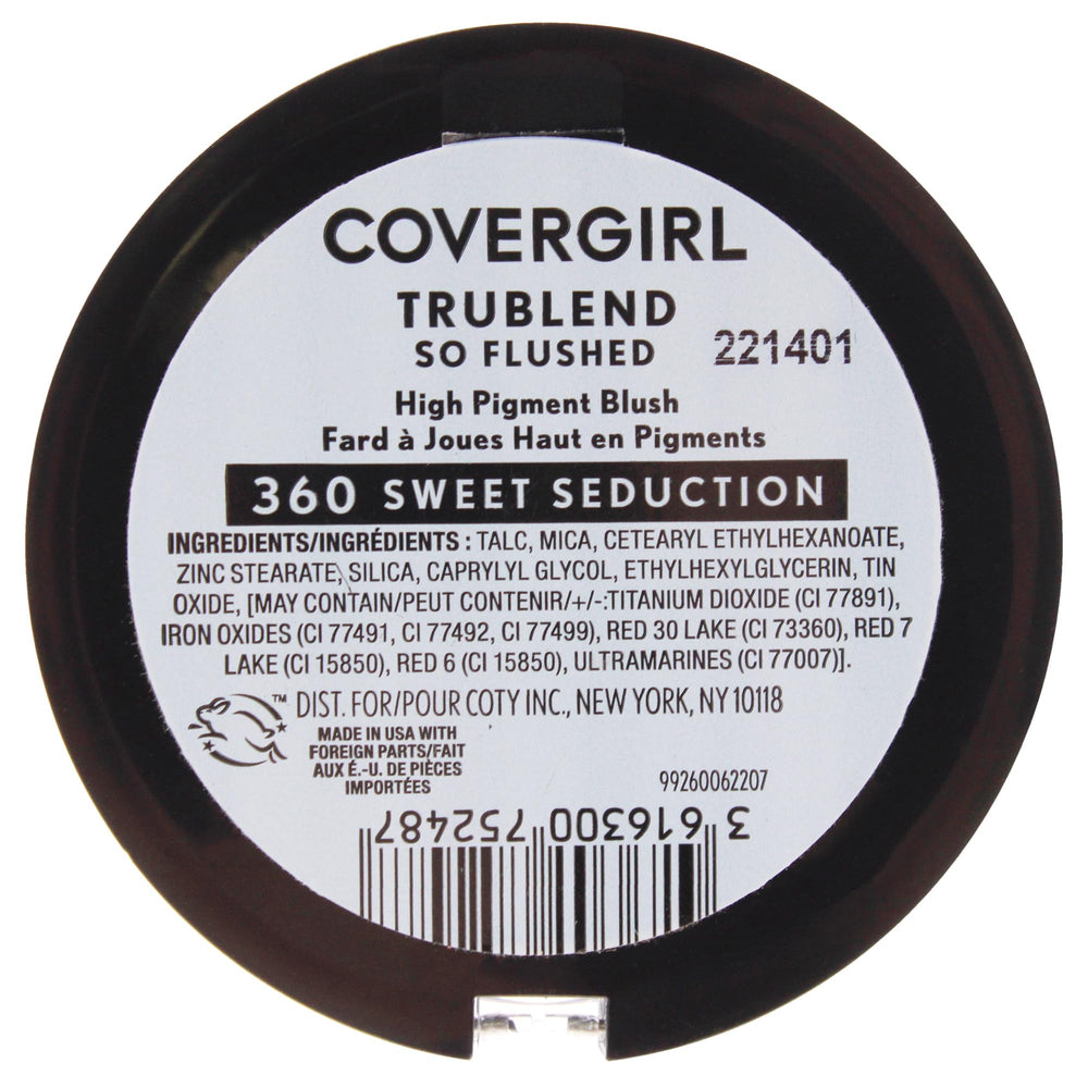 CoverGirl TrueBlend So Flushed texture close-up shows cream-to-powder blend for smooth application.