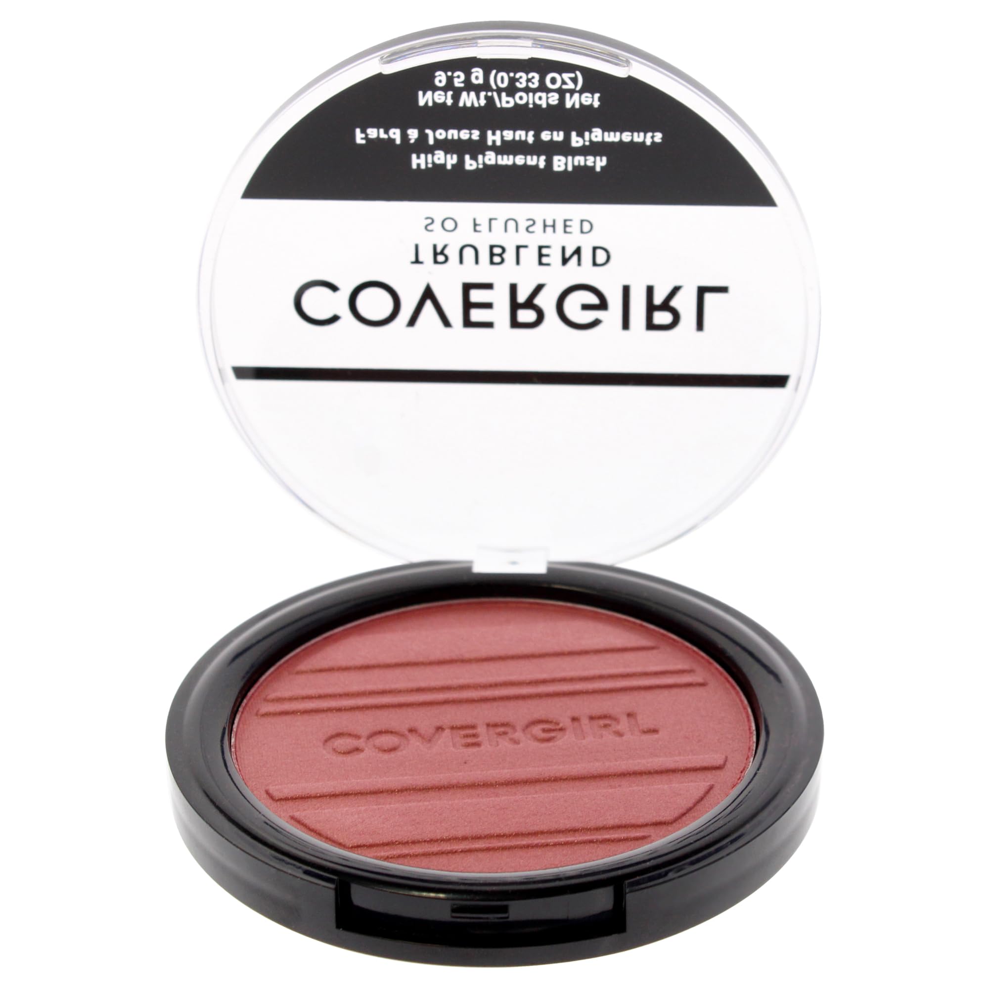 CoverGirl TrueBlend So Flushed swatch on cheek demonstrates bold color.