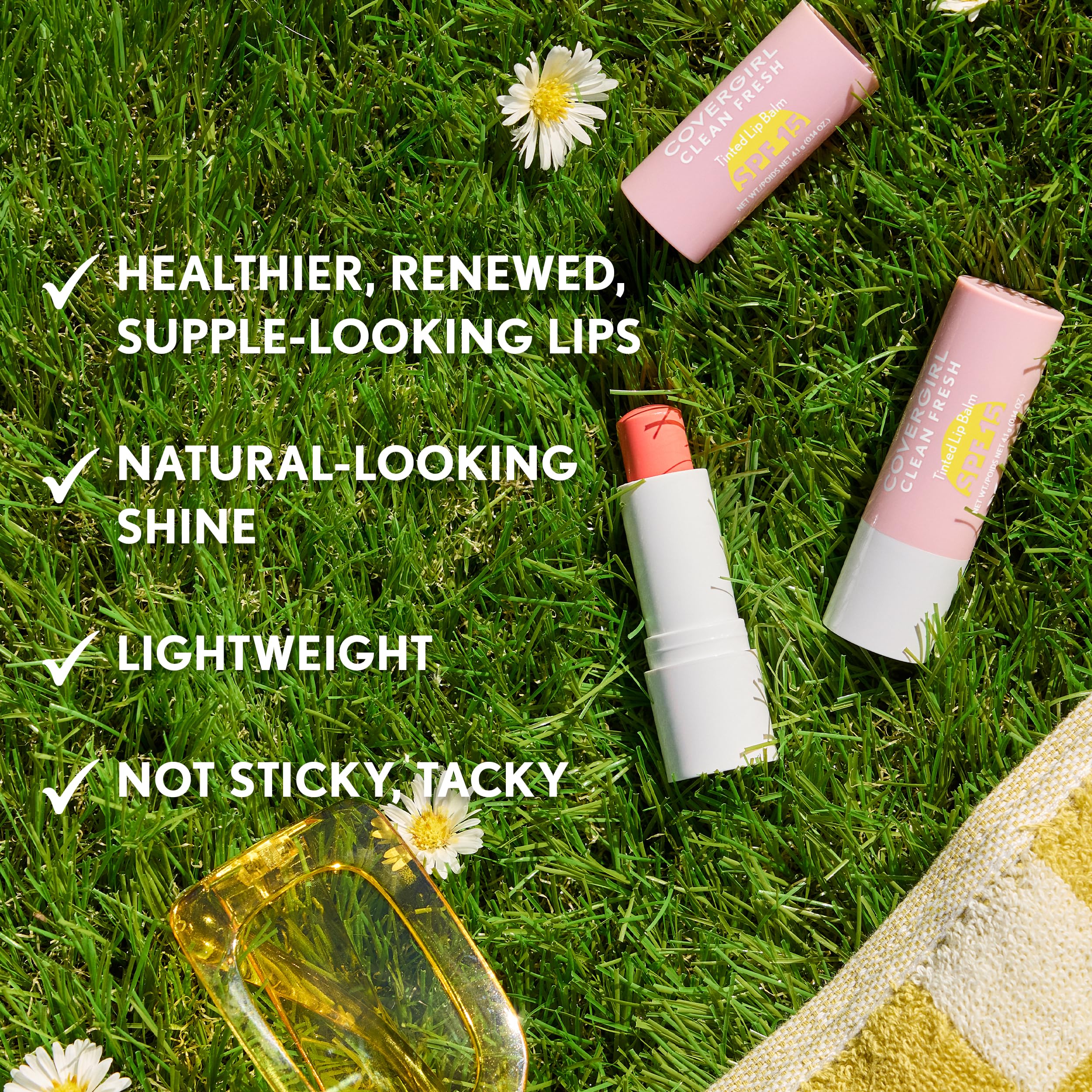 COVERGIRL vegan formula lip balm emphasizes clean, ethical beauty.
