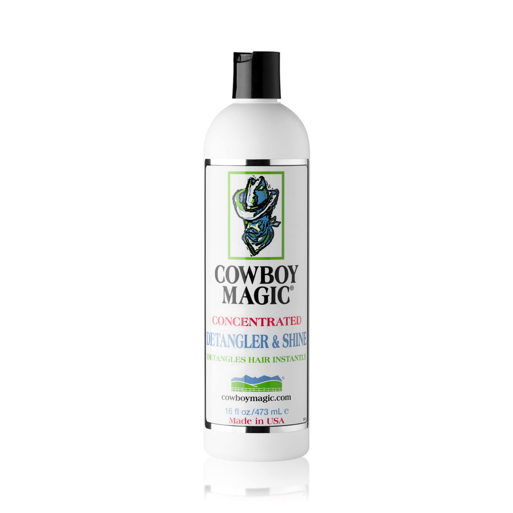 Cowboy Magic Detangler brush application illustrating smooth, tangles-free hair.