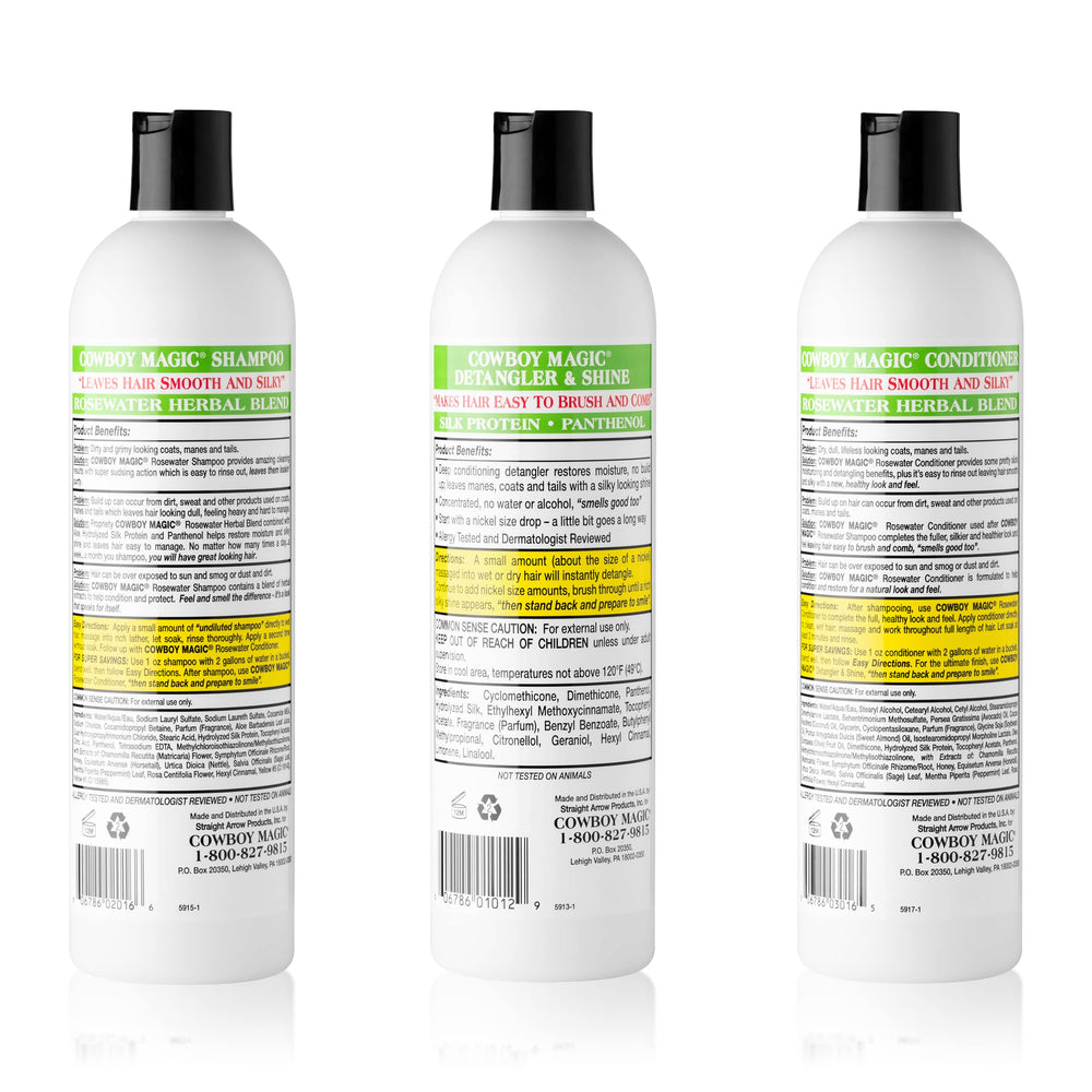 Cowboy Magic Detangler & Shine bottle side ready for quick detangling.