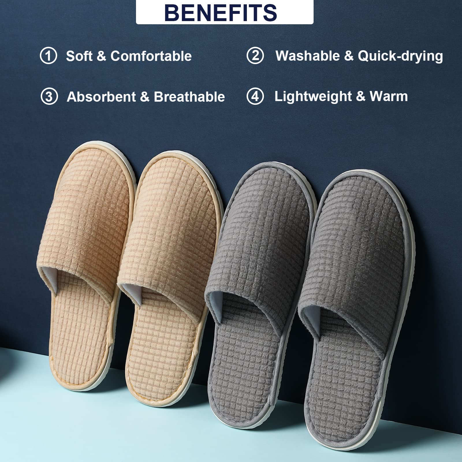 COZYAREA six-pairs pack provides ready guest supply for hotels and events.