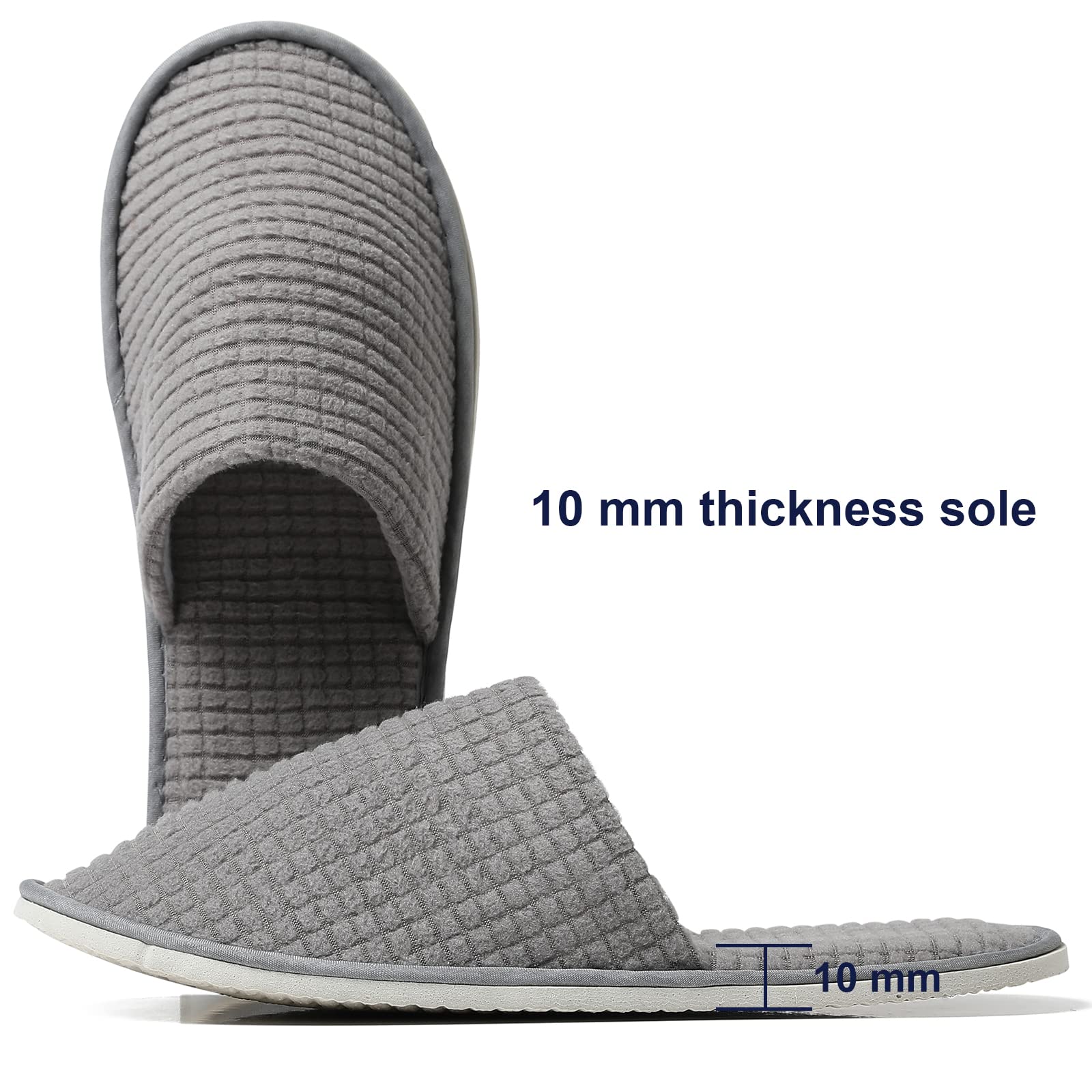 COZYAREA unisex slippers sized 11.4 by 4.3 inches fit most guests.