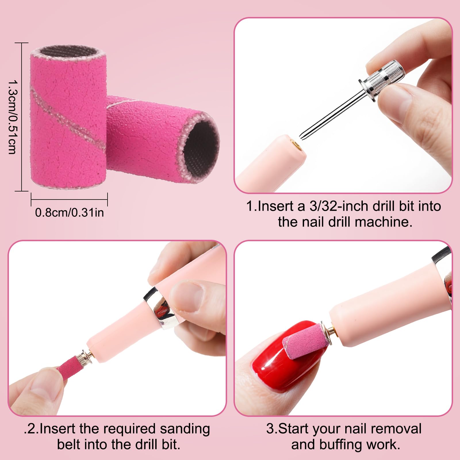 CPOXITI 3/32-inch mandrel compatible bands for versatile nail care.