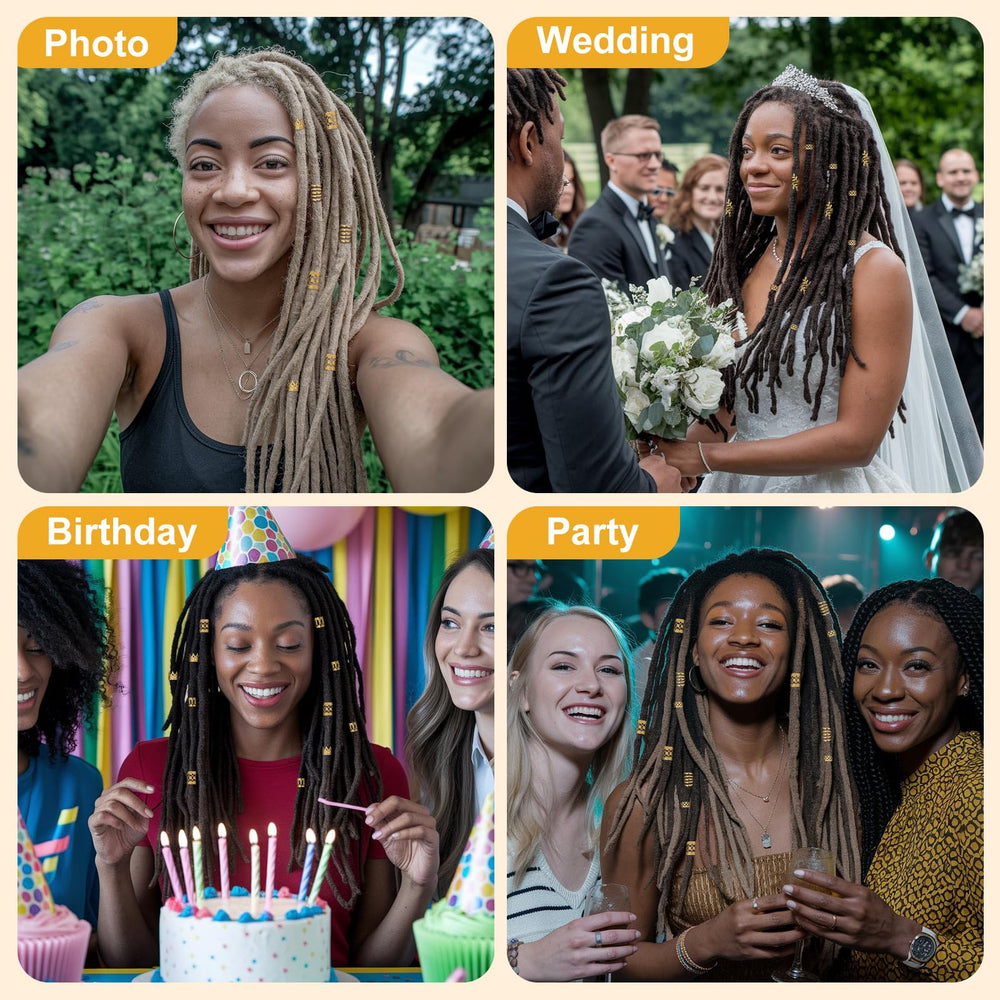 CPOXITI estilo rastas joyas oro, perfecto para actualizar cualquier peinado.