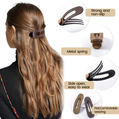 Cptots French flat frosted clip offers elegant side slide for refined hairstyles.