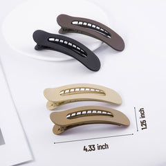 Cptots large flat clip in khaki finish holds hair without creasing or slipping.