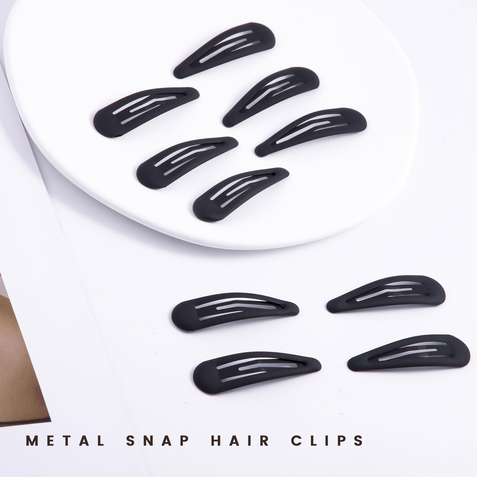 Prendedor antideslizante Cptots para cabello fino, negro mate