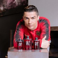 CR7 fragrance bottle close-up highlighting lavender top notes for a fresh daytime scent.
