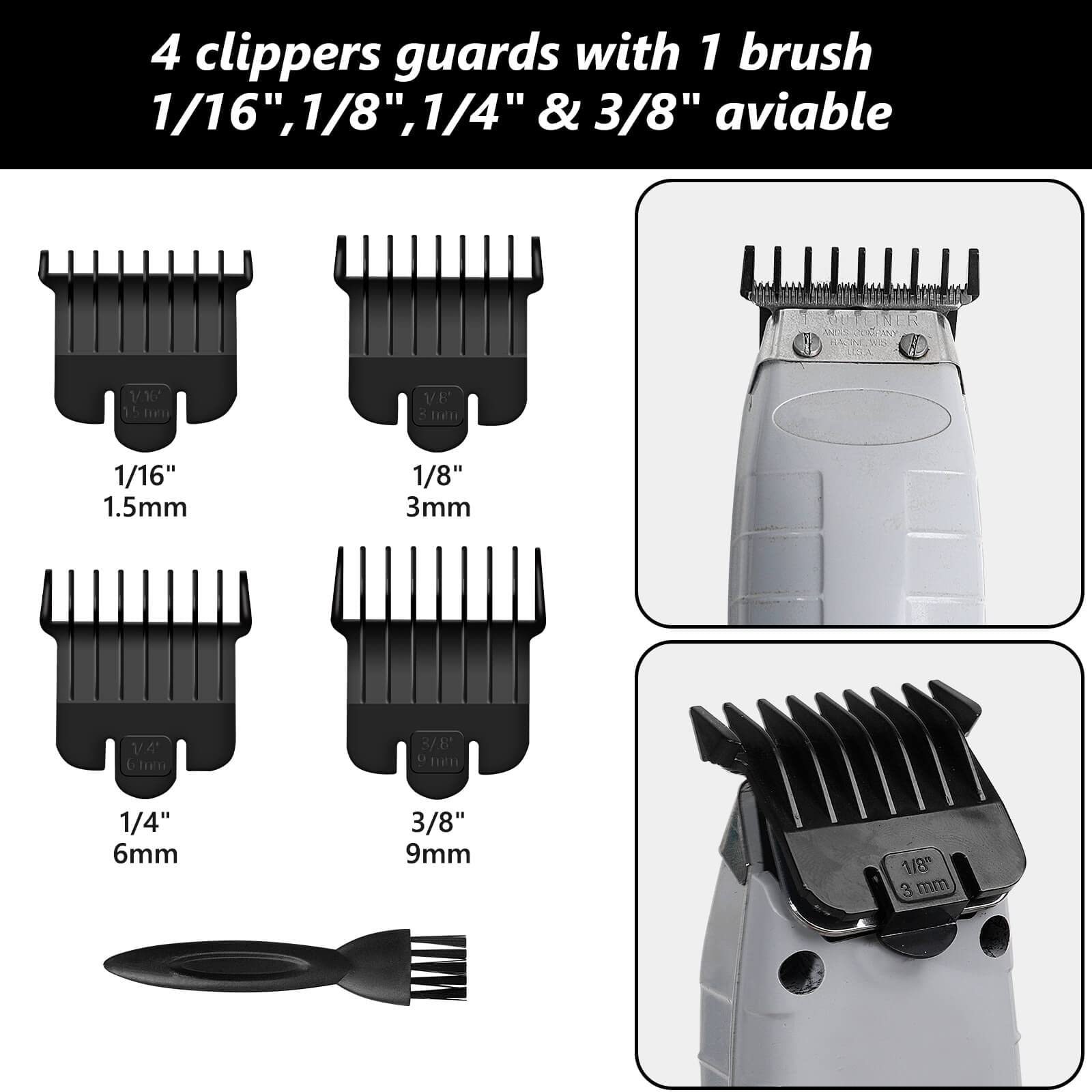 CR8GR8 3/8-inch clipper guard for longer trims on Andis T Outliner.