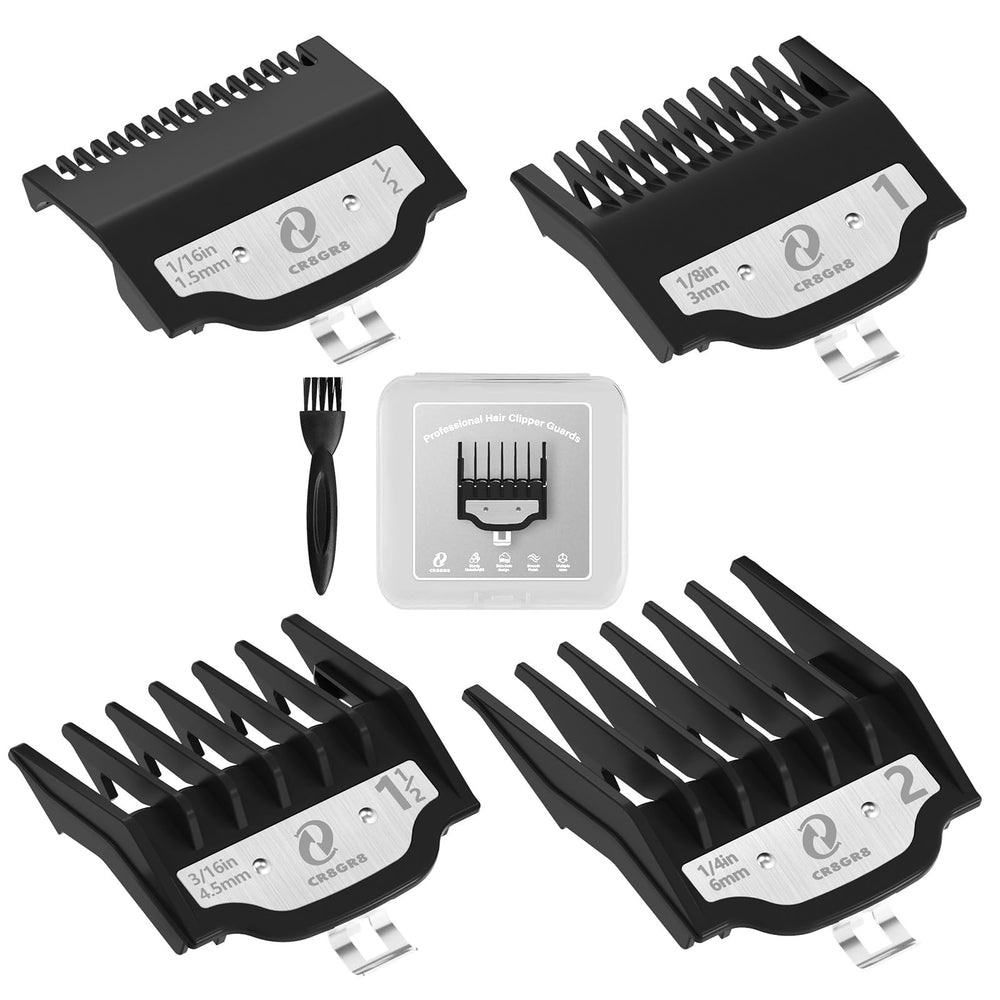 CR8GR8 clipper guards set with four length options for precise trims.