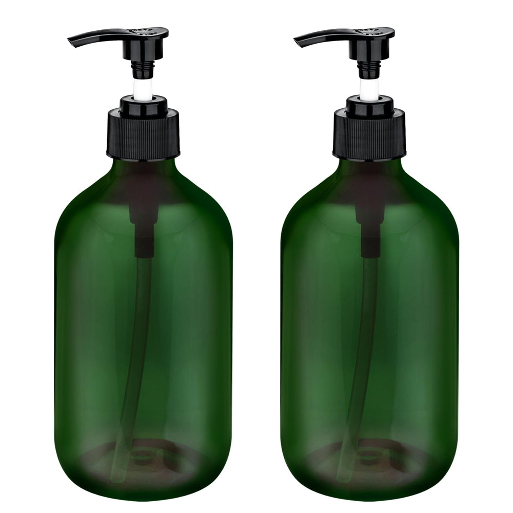Craftend 2-pack pump bottles on a bathroom counter for organized liquid dispensing.