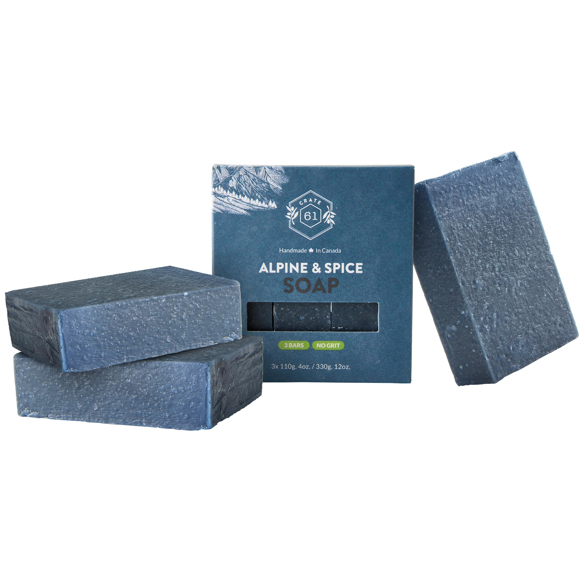Crate 61 Organics Alpine Especias, barra de jabón, aroma vigorizante para piel suave