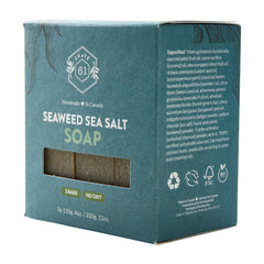 Crate 61 Organics jabón Seaweed y Sea Salt, exfolia suavemente.