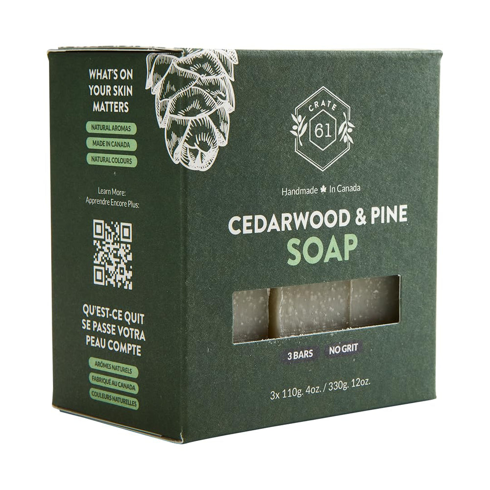 Crate 61 Organics barra de jabón cedro-pino con aroma relajante para spa casero.