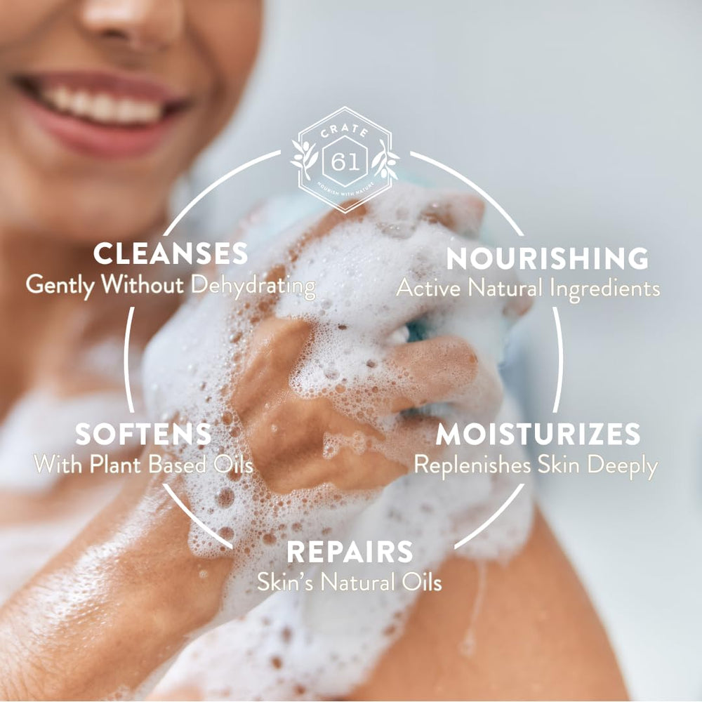 Crate 61 Organics Citrus Bar Soap texture closeup reveals creamy lather and soft sheen.