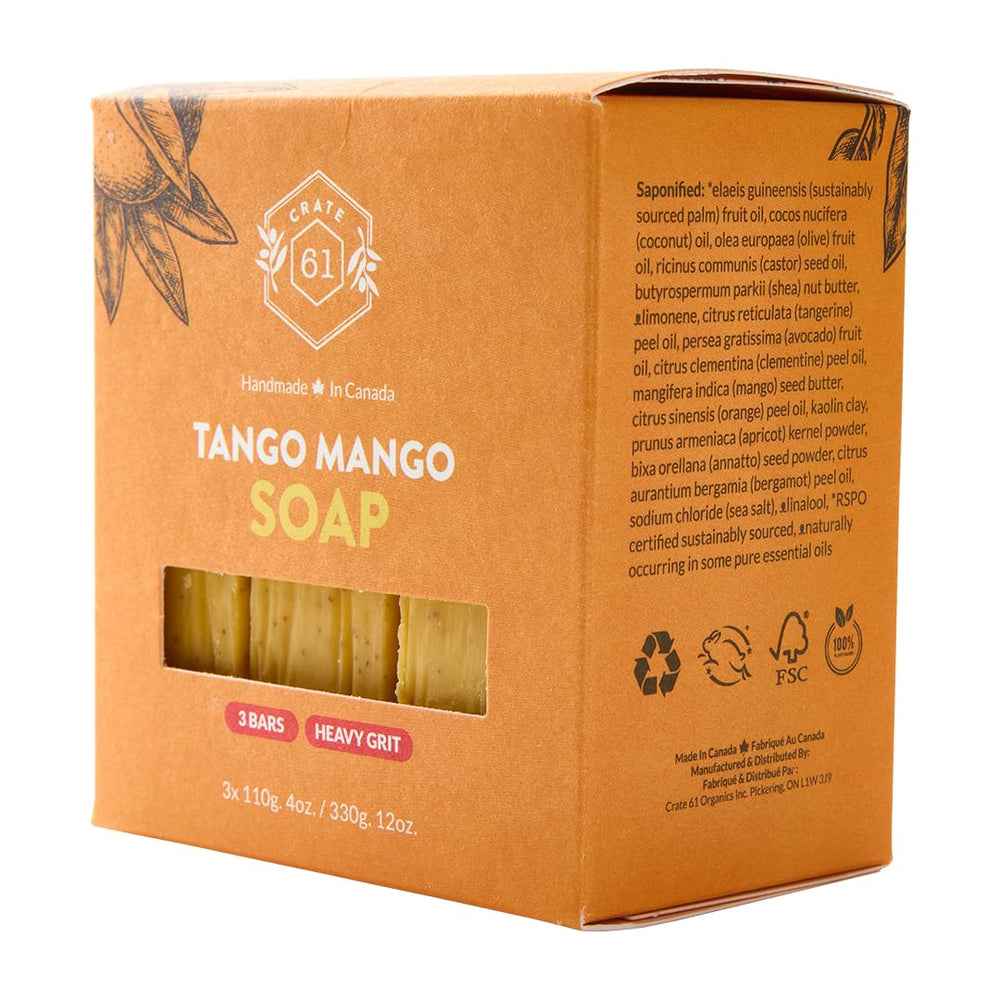Crate 61 Organics Mango, corte de barra que muestra color natural sin tintes.