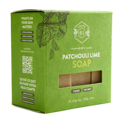 Crate 61 Organics jabon Patchouli Lime barra espuma genera espuma cremosa para rostro y cuerpo