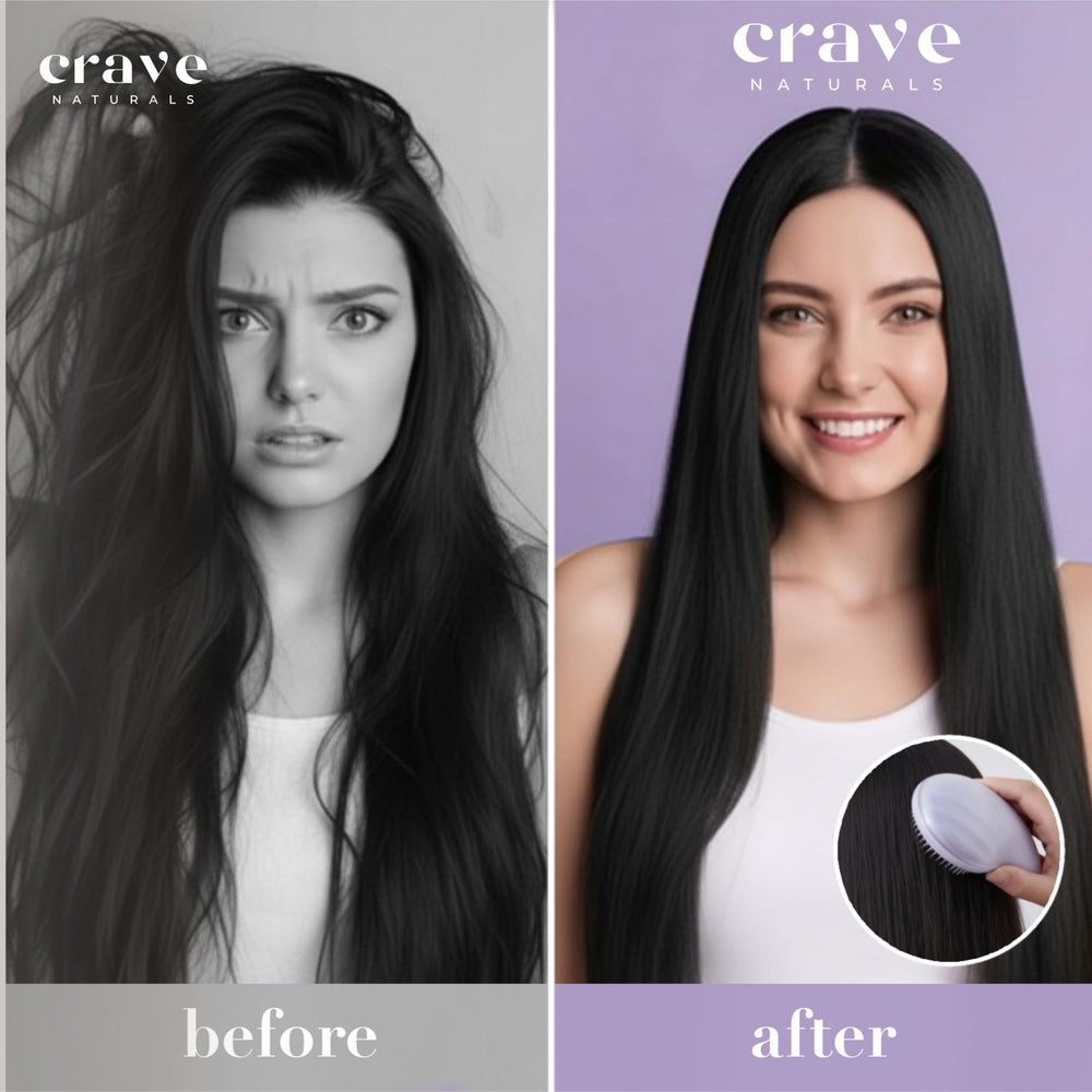 Crave Naturals detangler suitable for all hair types and ages, purple design