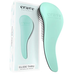 Crave Naturals Biggie Glide-Thru Hair Brush angled view showing gentle detangling for all hair types.