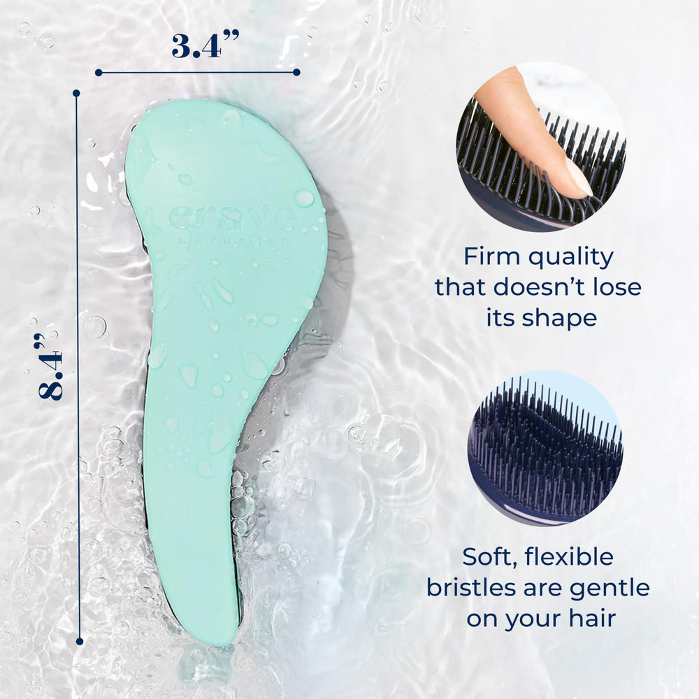 Crave Naturals Biggie Glide-Thru Brush wet use gently detangles damp hair in the shower.