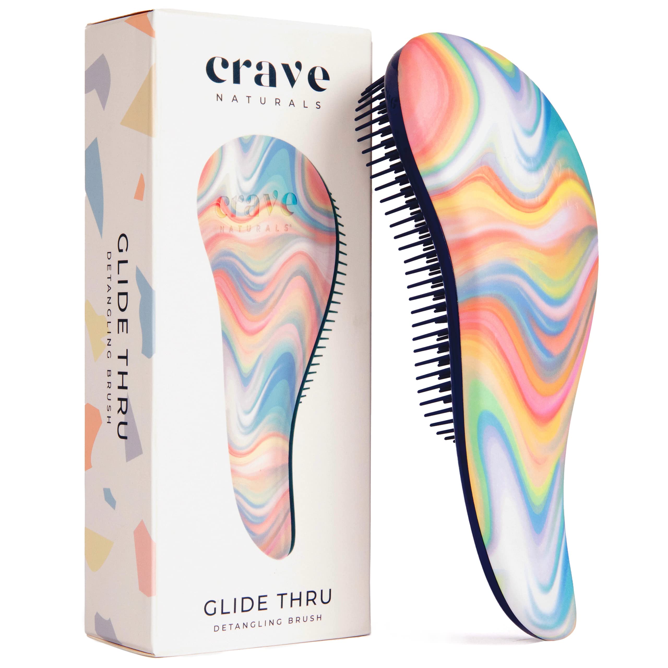 Crave Naturals Glide Thru Brush front view with ergonomic grip for easy detangling.