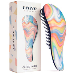 Crave Naturals Glide Thru Brush front view with ergonomic grip for easy detangling.