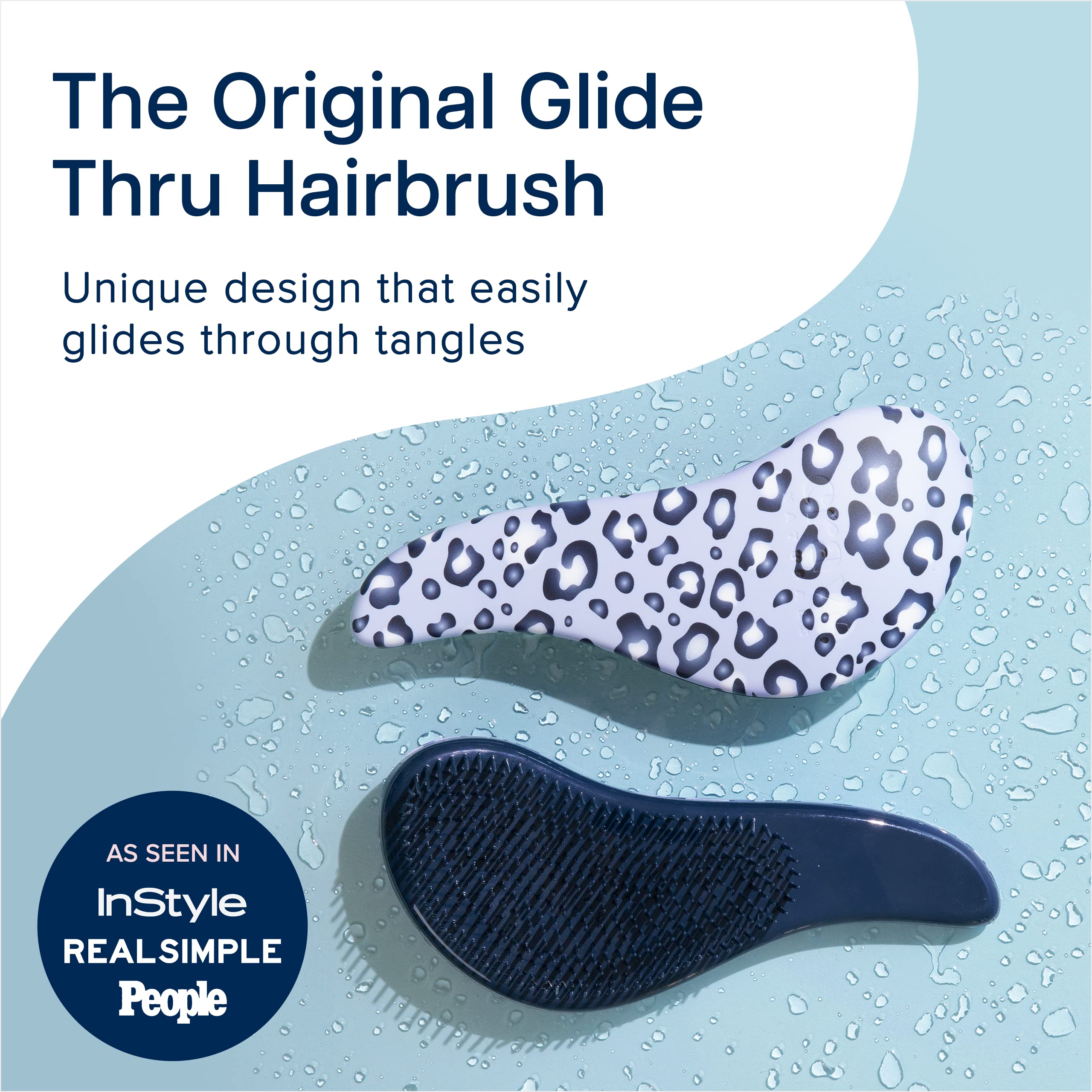 Crave Naturals Glide Thru Detangler Brush blue cheetah, close-up bristles for gentle detangling