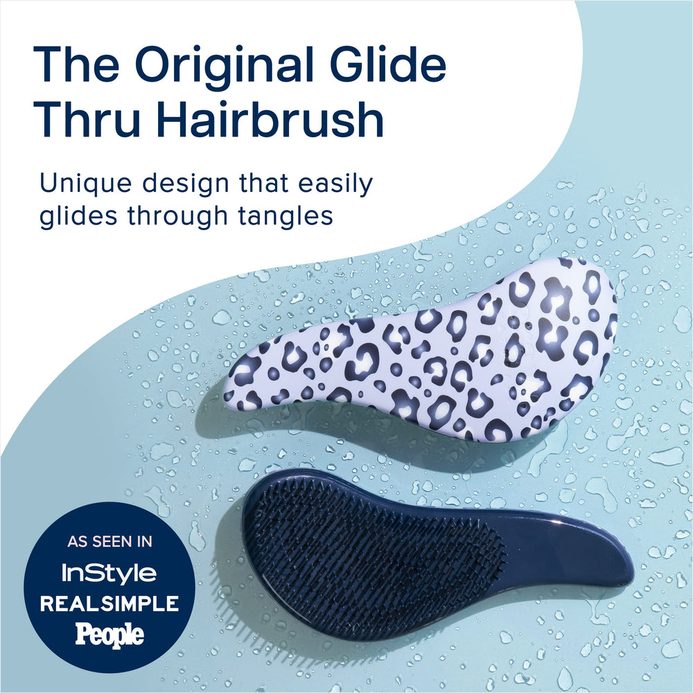 Crave Naturals Glide Thru Detangler Brush blue cheetah, close-up bristles for gentle detangling