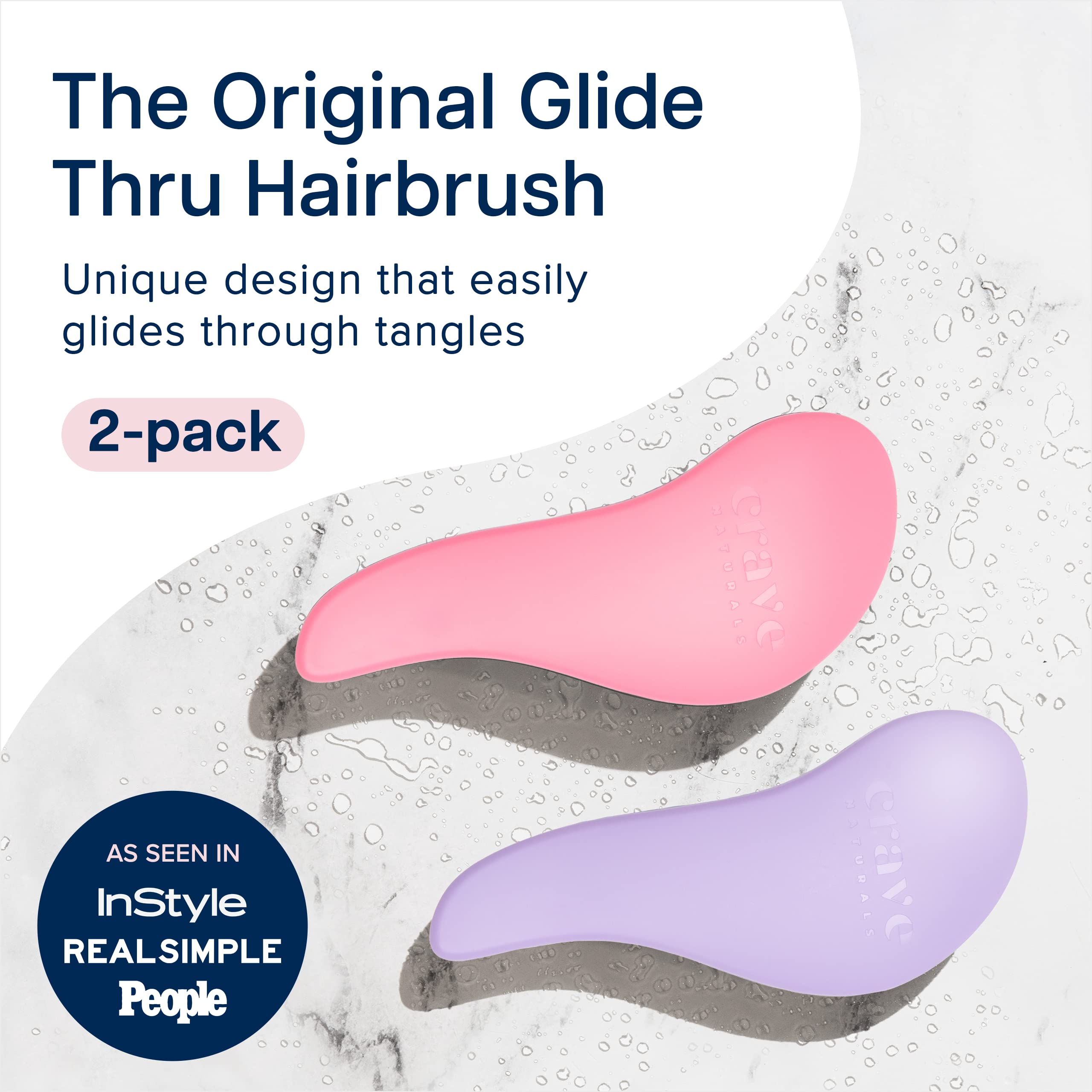 Crave Naturals Glide Thru purple close-up demonstrates smooth detangling for delicate knots.