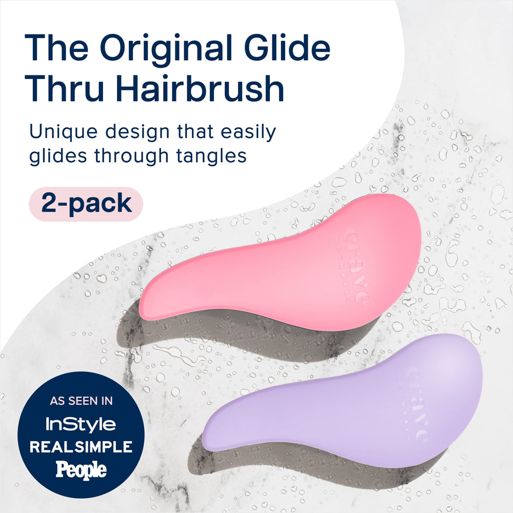 Crave Naturals Glide Thru purple close-up demonstrates smooth detangling for delicate knots.