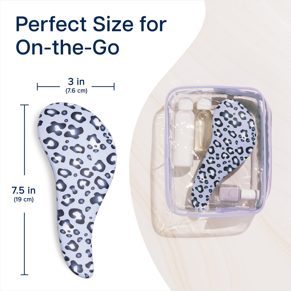 Crave Naturals Glide Thru Detangler Brush blue cheetah in purse or backpack