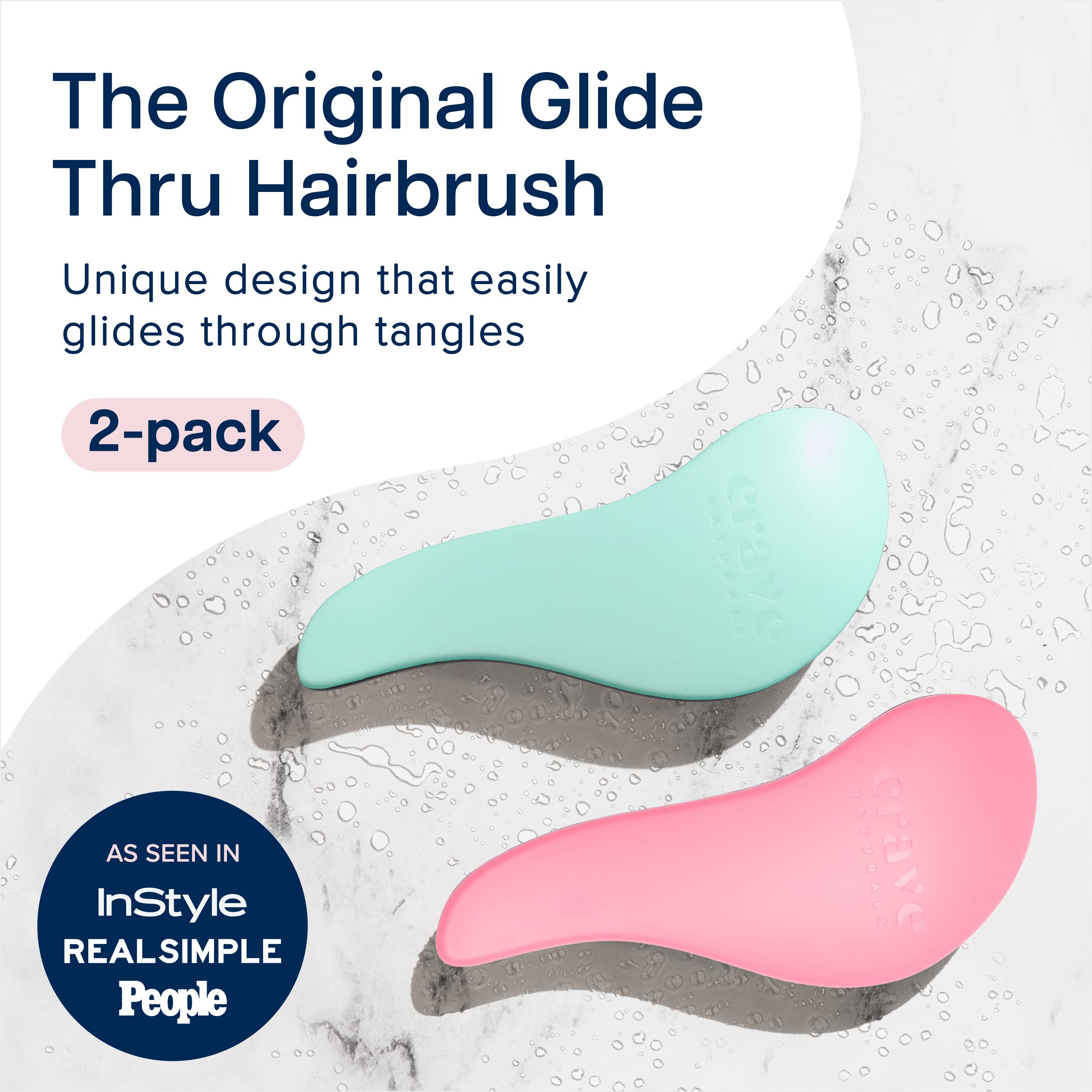 Crave Naturals Glide Thru close-up shows flexible bristles that glide through hair without snagging.