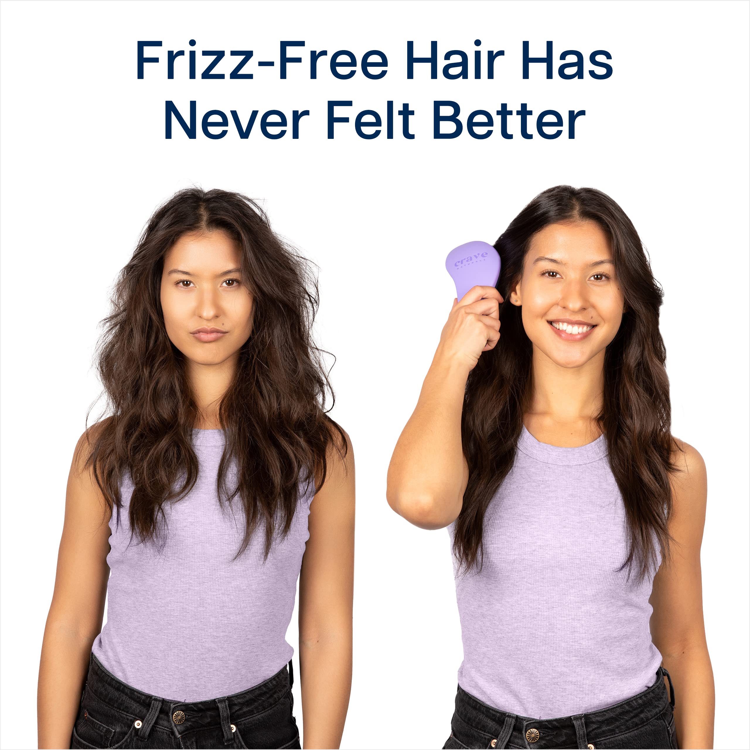 Crave Naturals Glide Thru detangler on wet hair to show gentle glide.