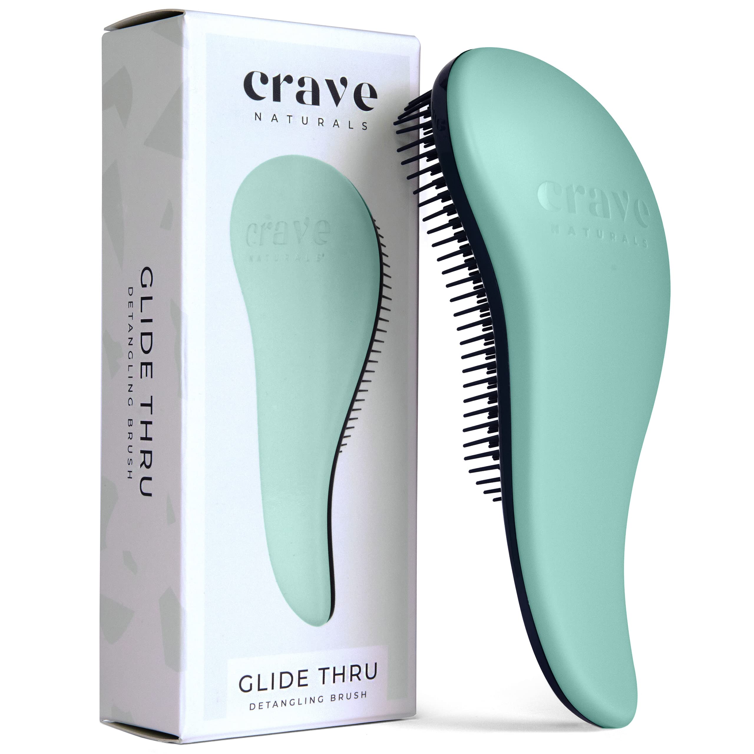 Crave Naturals Glide Thru Detangling Brush turquoise close-up for smooth glide through knots.